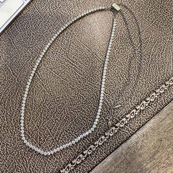 Loren Hope Mercer Slider Tennis Necklace, Silvertone finish, CZ stones - Picture 2 of 5